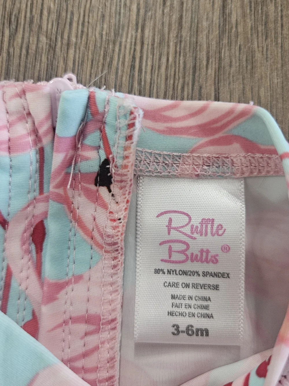 Ruffle Butts Flamingo Print Baby Swimsuit Size 3-6 Months